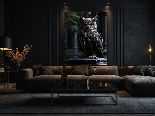Eule Dark Fantasy Wandbild als Poster 70x100 cm im Wohnzimmer Interior