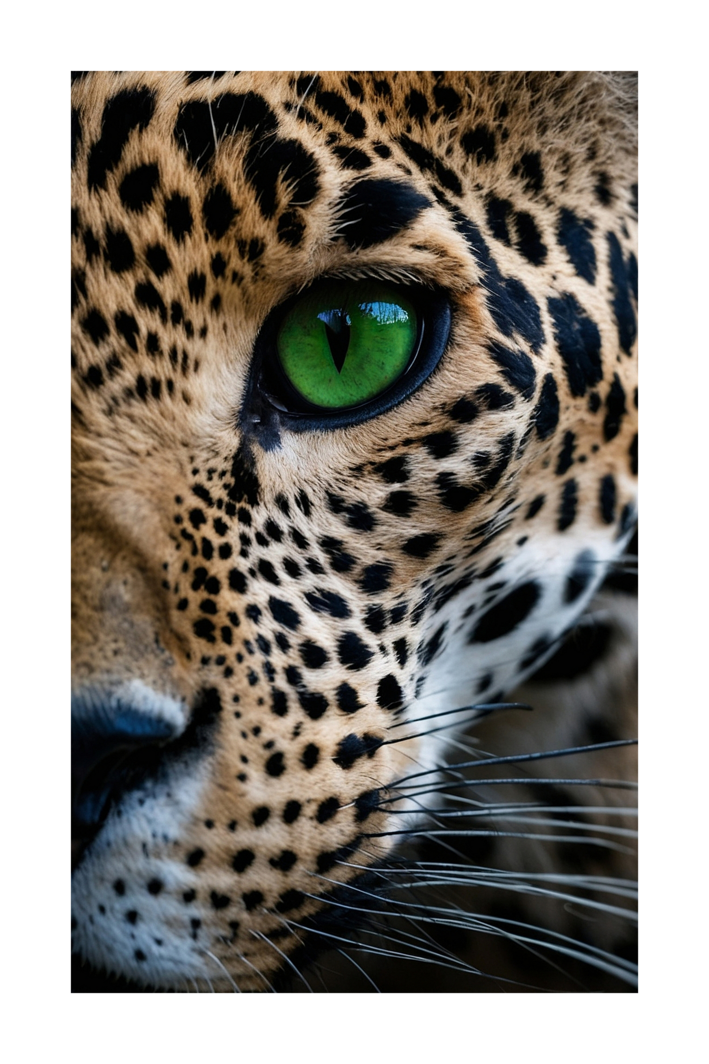 Freigestellte Raubkatze mit grünem Auge im Jaguar-Stil für Leinwanddruck 40x60