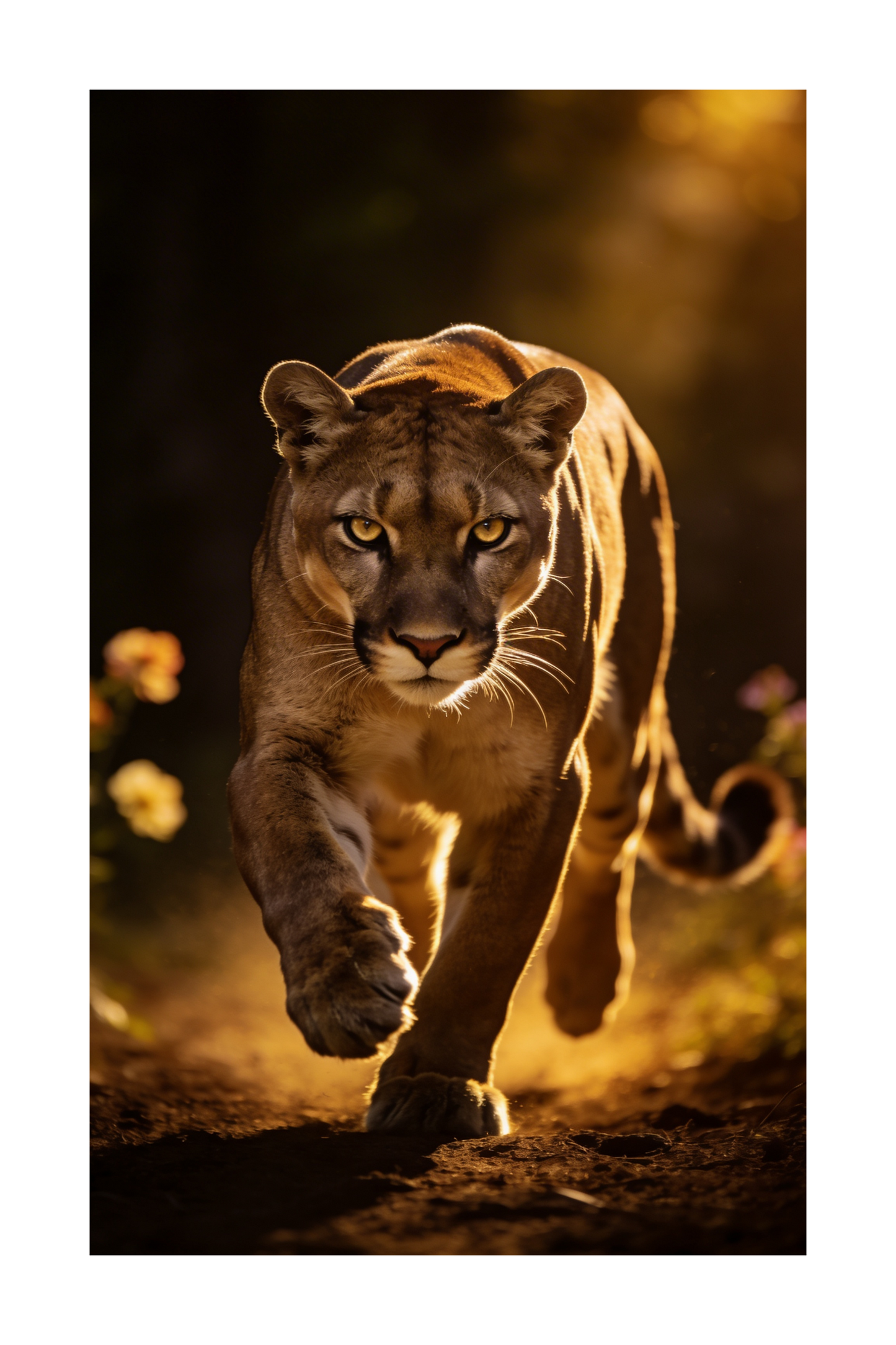 Freigestelltes Puma Motiv mit dynamischer Bewegung für Leinwandkunst