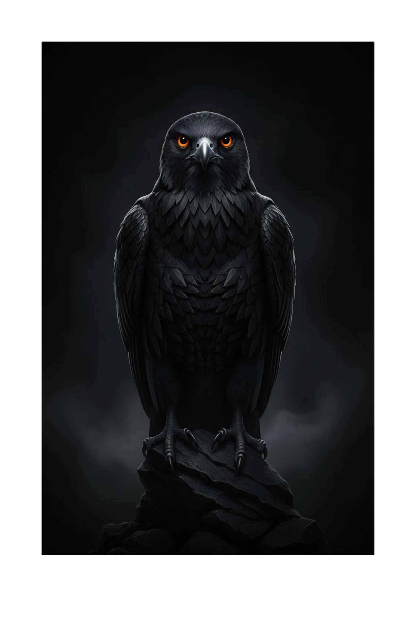 Schwarzer Falke Poster 70x100 cm freigestelltes Motiv mit klarer Form und sichtbaren Gefiederstrukturen ohne Hintergrund