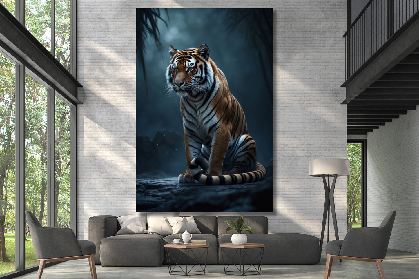 Leinwand eines Tigers im Schatten des Dschungels