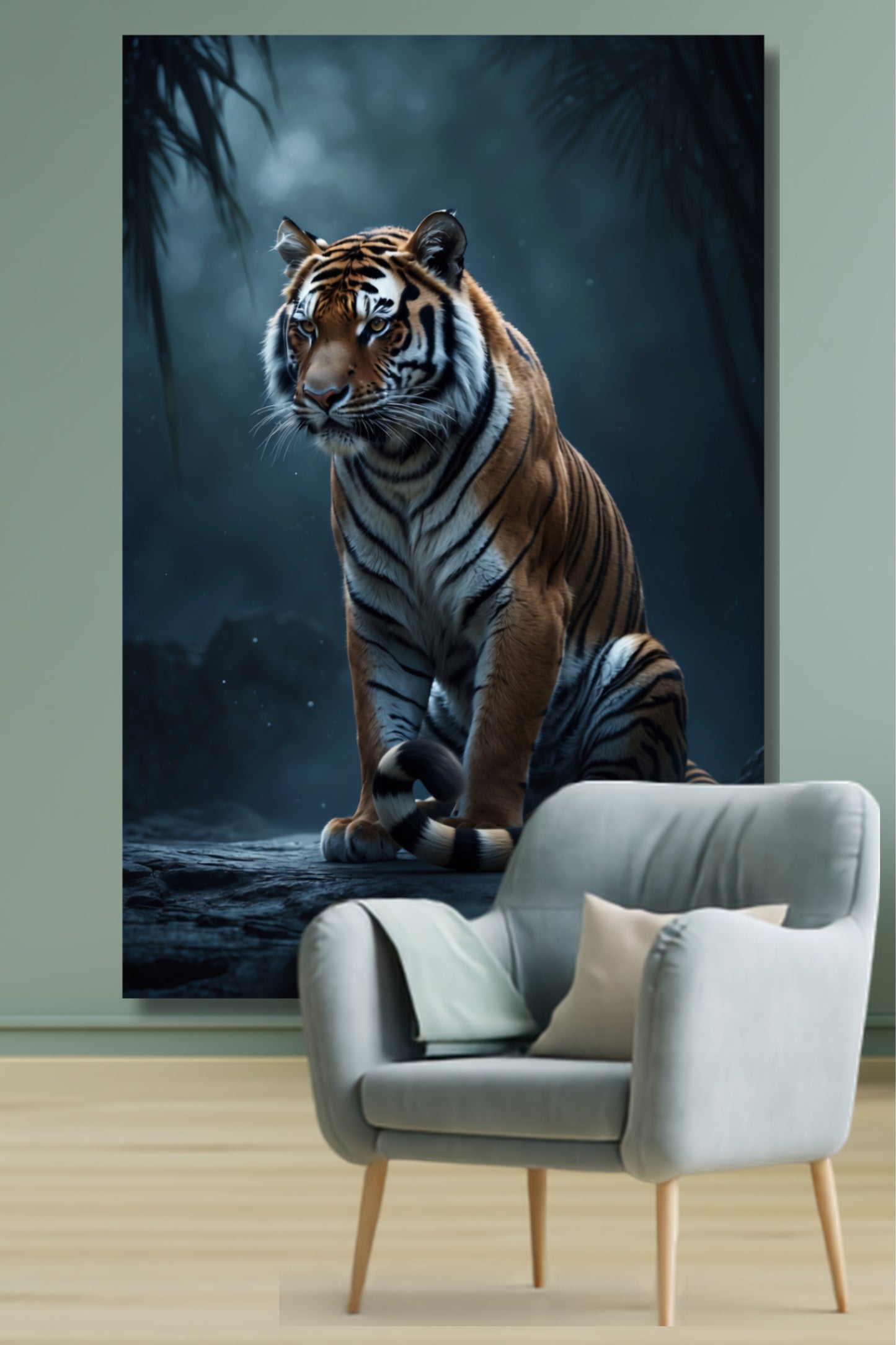 Leinwand eines Tigers im Schatten des Dschungels