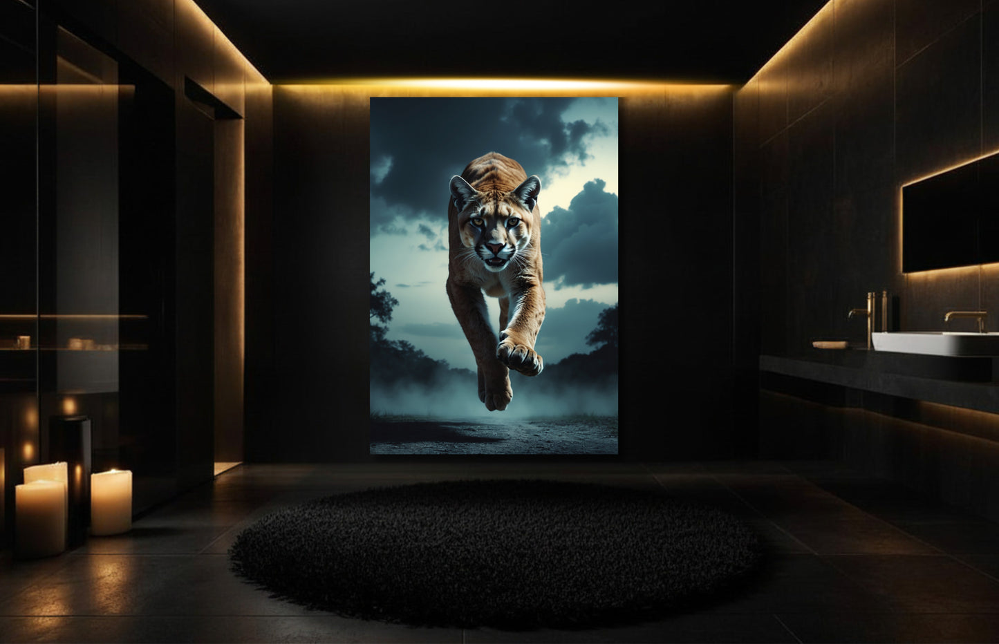 Puma im Sprung Leinwand