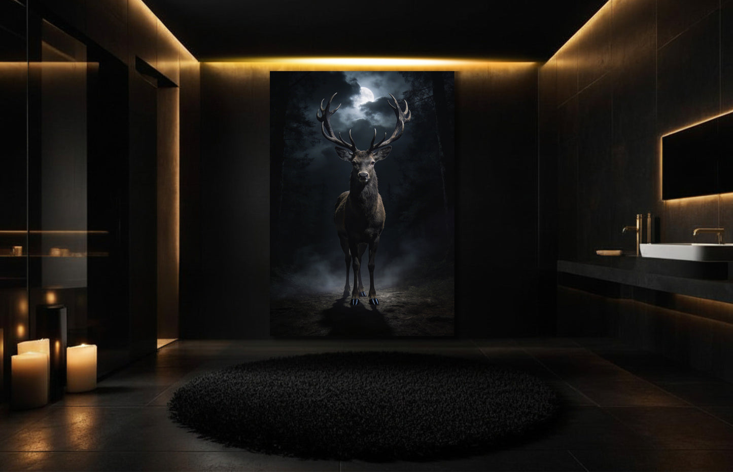 Hirsch Leinwand im Mondlicht