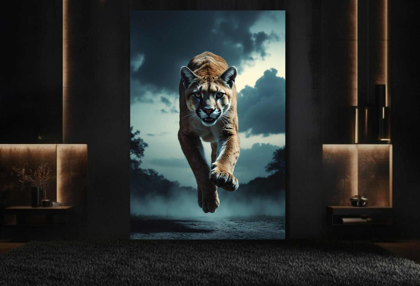 Puma im Sprung Leinwand