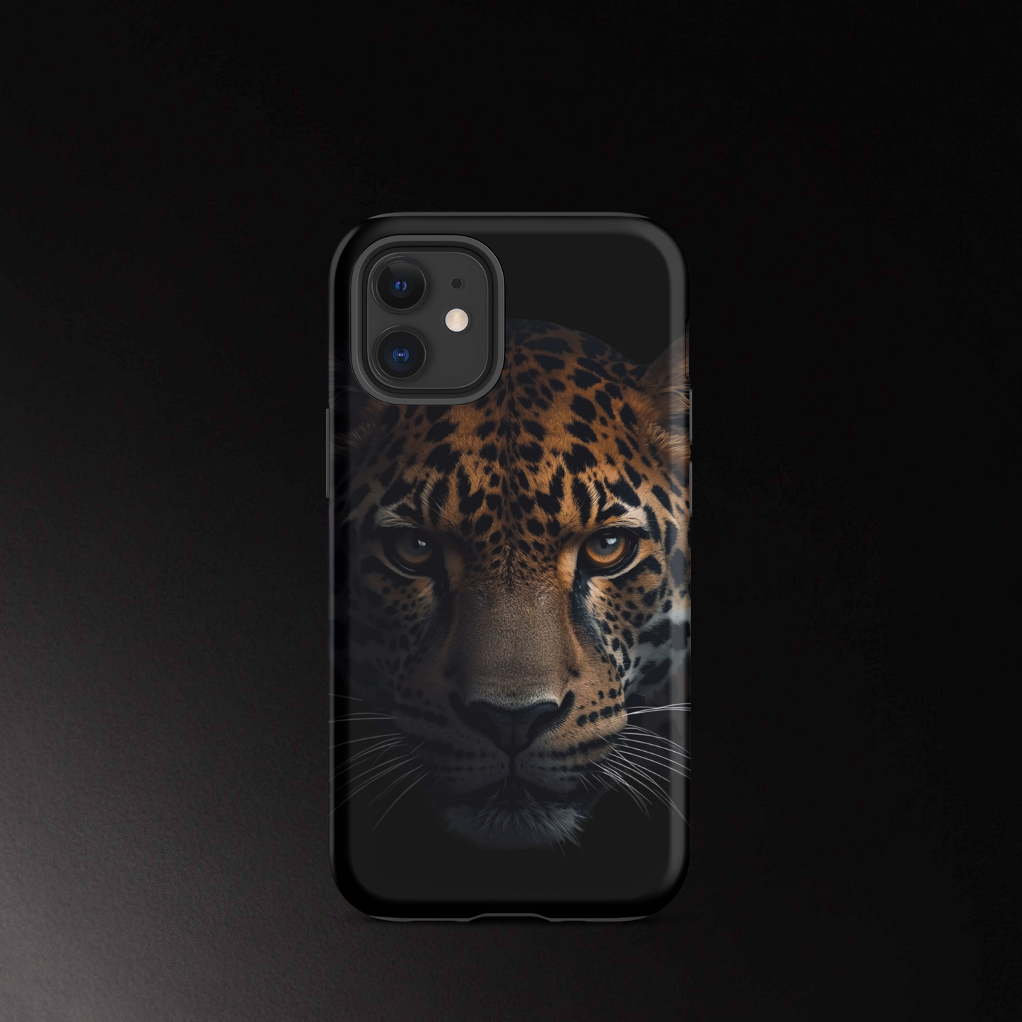 Jaguar Handyhülle iPhone 12 Mini Matte mit dunklem Design und detailreicher Tierdarstellung