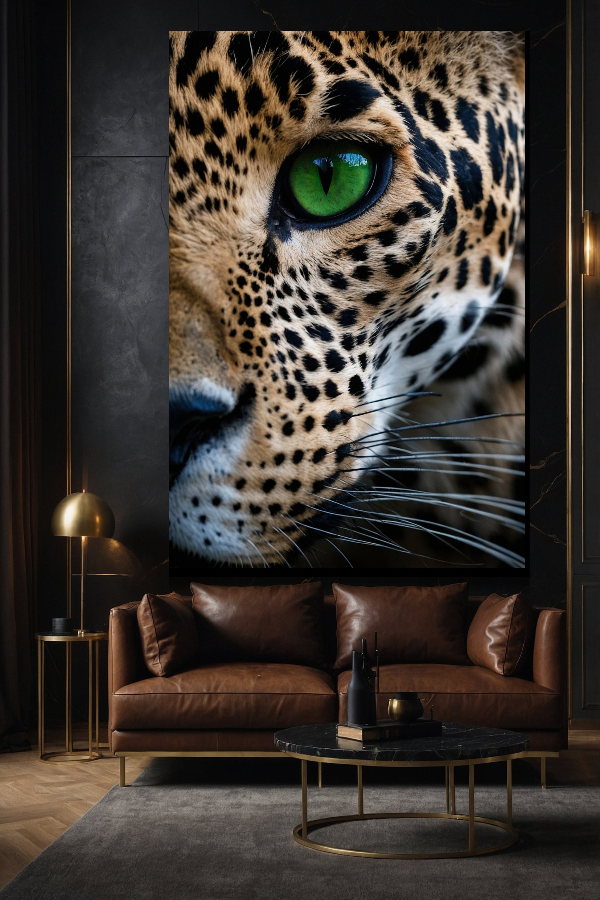 Raubkatzen Wandkunst inspiriert von Jaguar Ästhetik im Wohnzimmer als Leinwand 40x60
