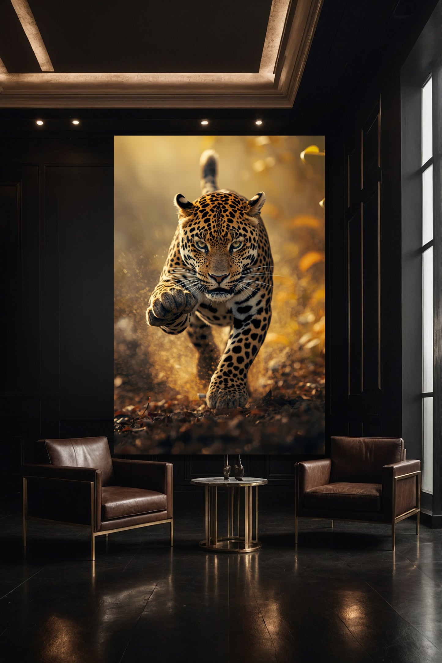 Jaguar Leinwand als Galeriebild mit Fokus auf Bewegung und Licht