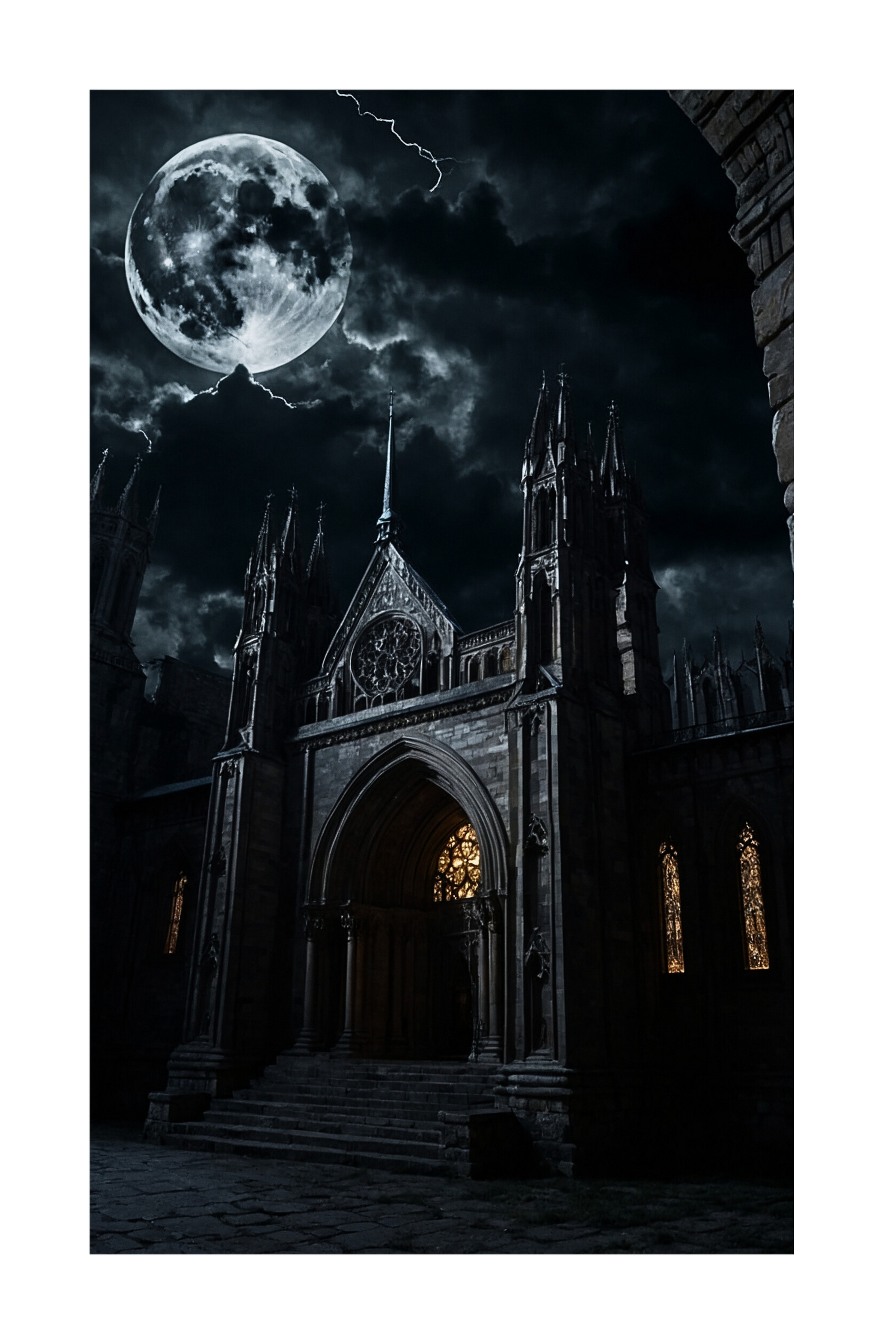 Dark Fantasy Kathedrale der Schatten Leinwand 40x60 Zoll freigestellt für Produktdarstellung