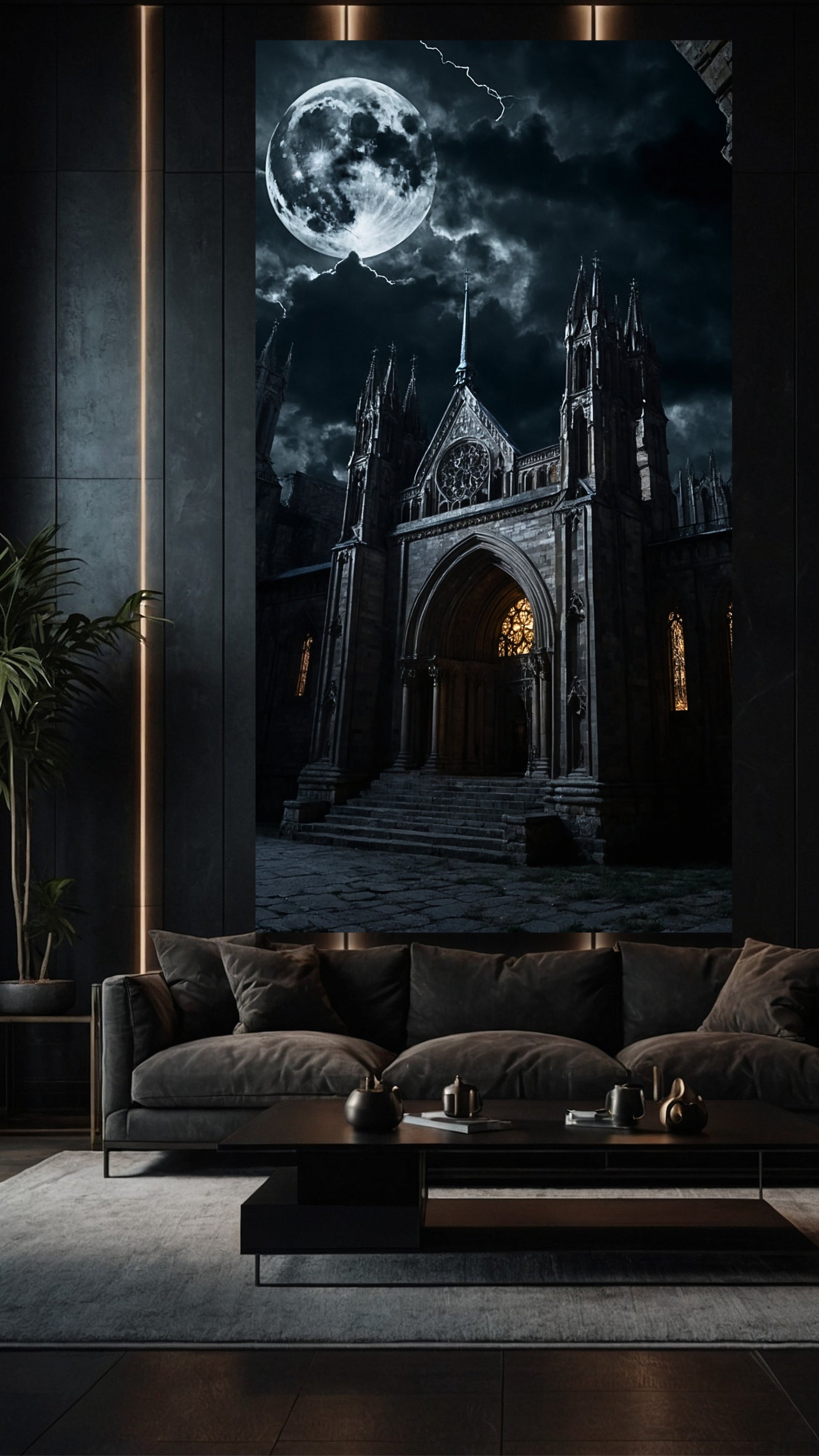 Dark Fantasy Kathedrale der Schatten Leinwand 40x60 Zoll als großes Wandbild im Wohnzimmer