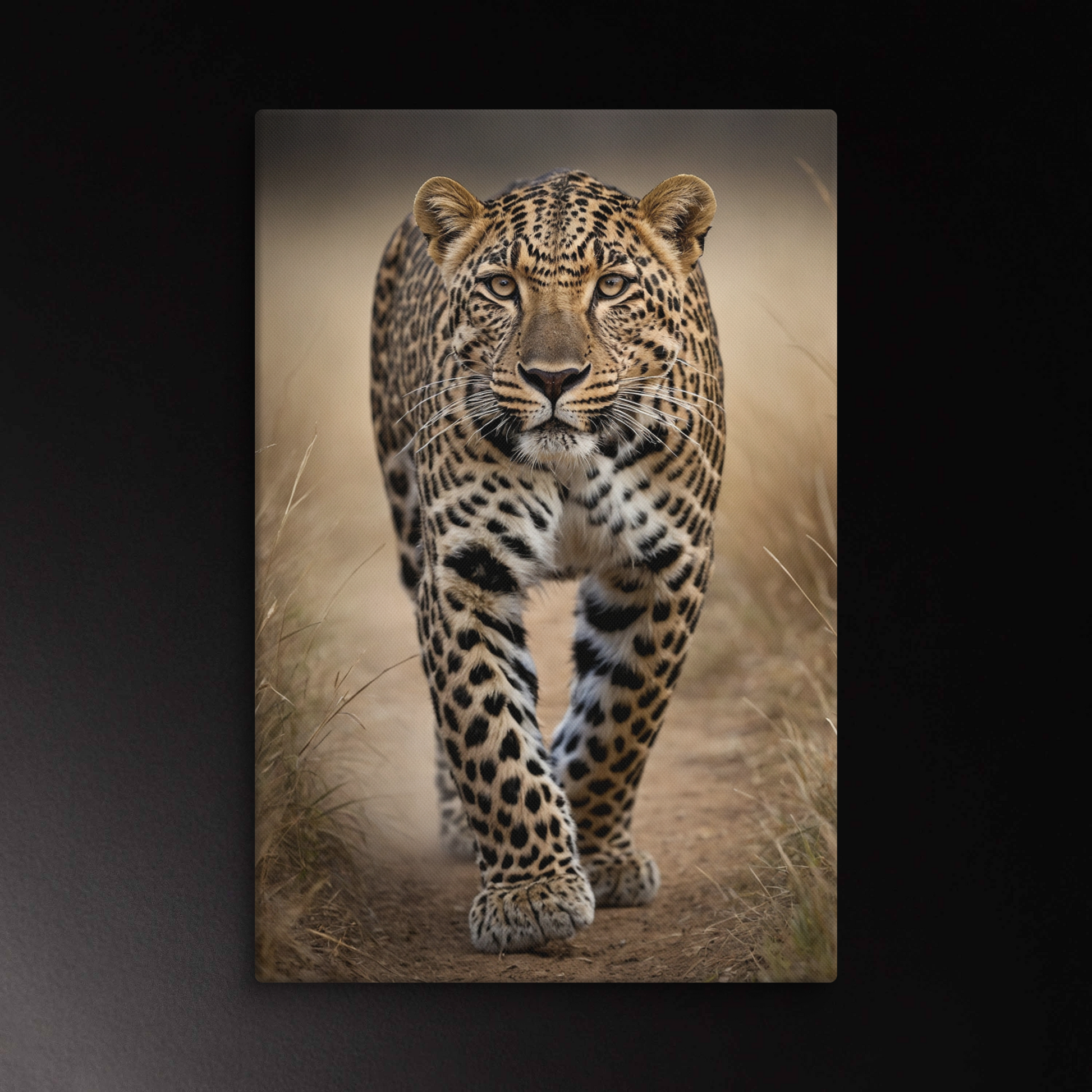 Leopard Wandkunst auf Leinwand 40x60 Zoll mit natürlicher Farbgebung und ruhiger, kraftvoller Ausstrahlung