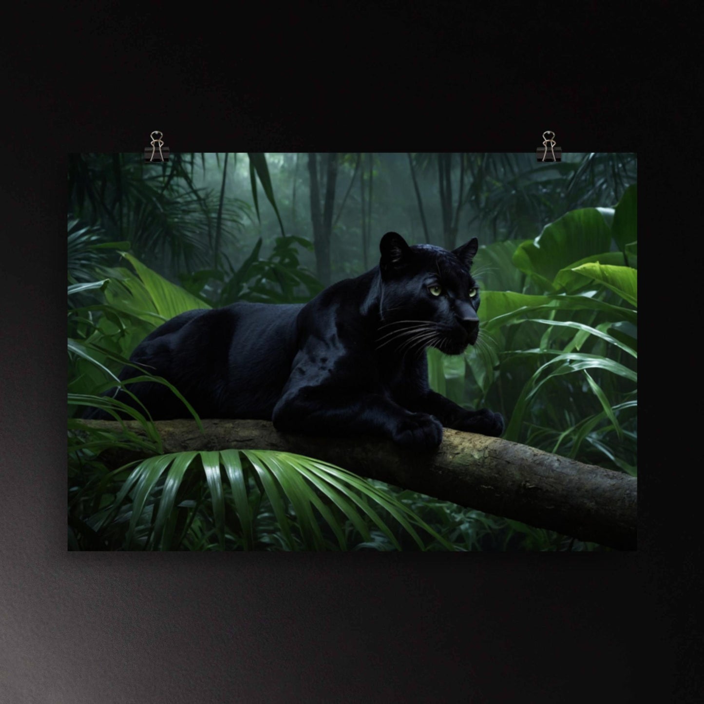 Panther im tropischen Regenwald als Poster Wandkunst mit dichter Dschungel-Atmosphäre