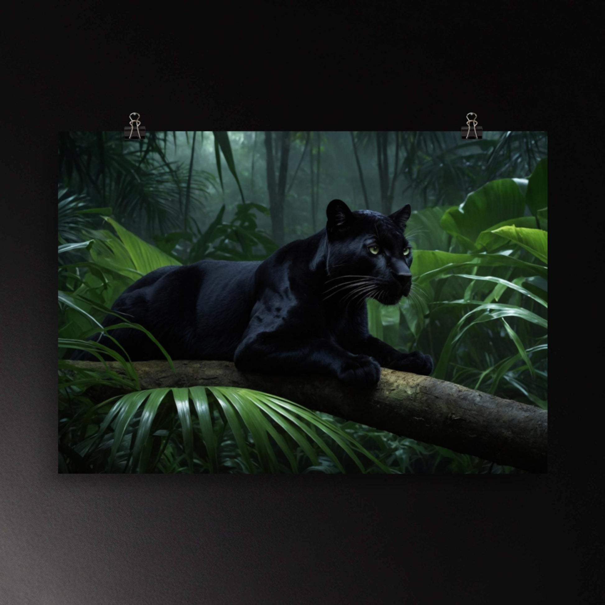 Panther im tropischen Regenwald als Poster Wandkunst mit dichter Dschungel-Atmosphäre