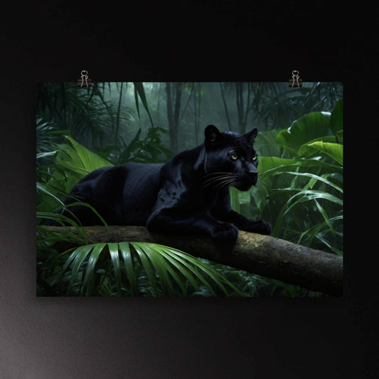 Panther im tropischen Regenwald als Poster Wandkunst mit dichter Dschungel-Atmosphäre