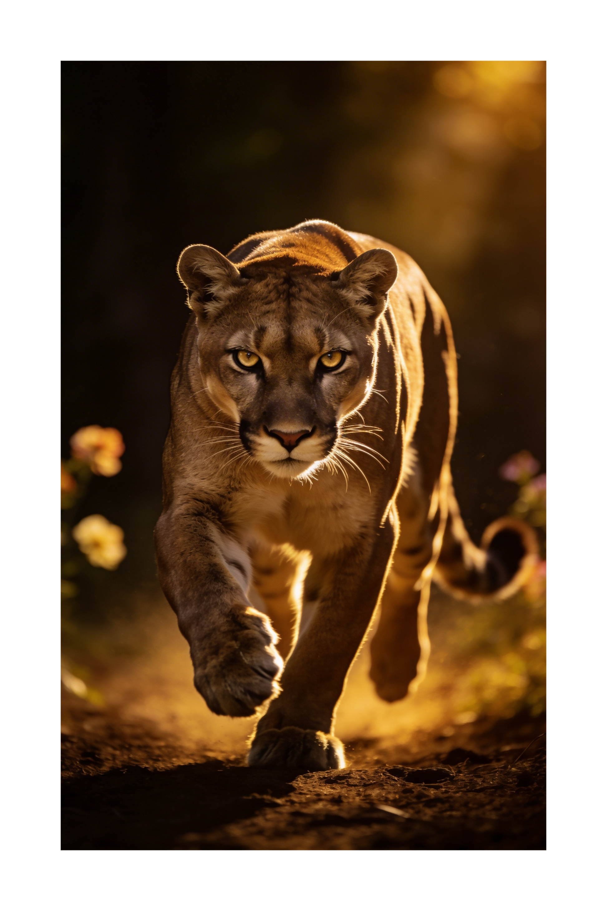 Freigestelltes Puma Motiv mit dynamischer Bewegung für Leinwandkunst