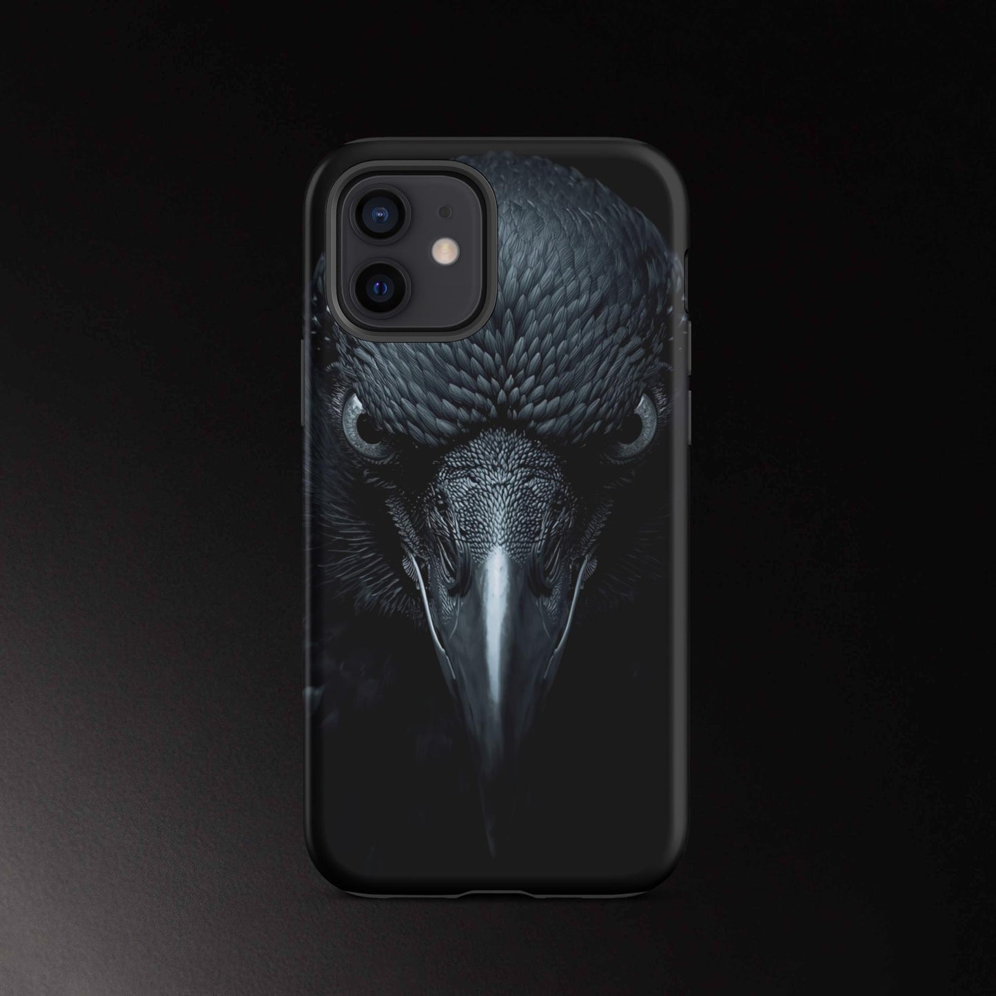 Raben Handyhülle iPhone 12 mit minimalistischem schwarzem Tiermotiv