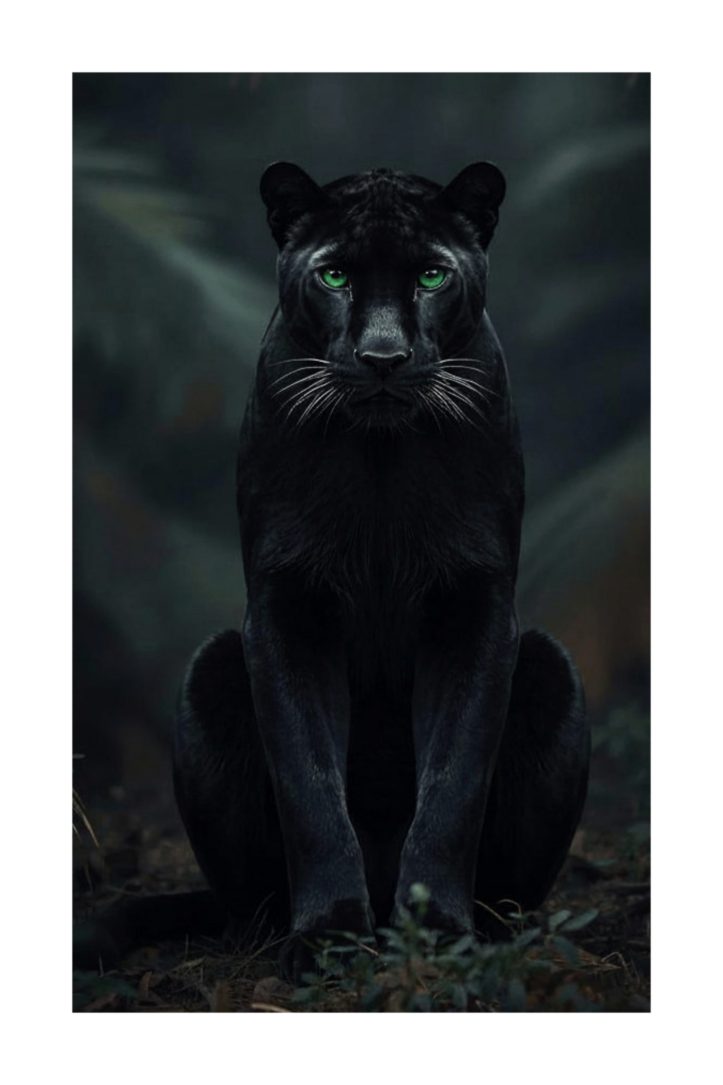 Freigestelltes Panther Motiv mit grünen Augen für Leinwanddruck
