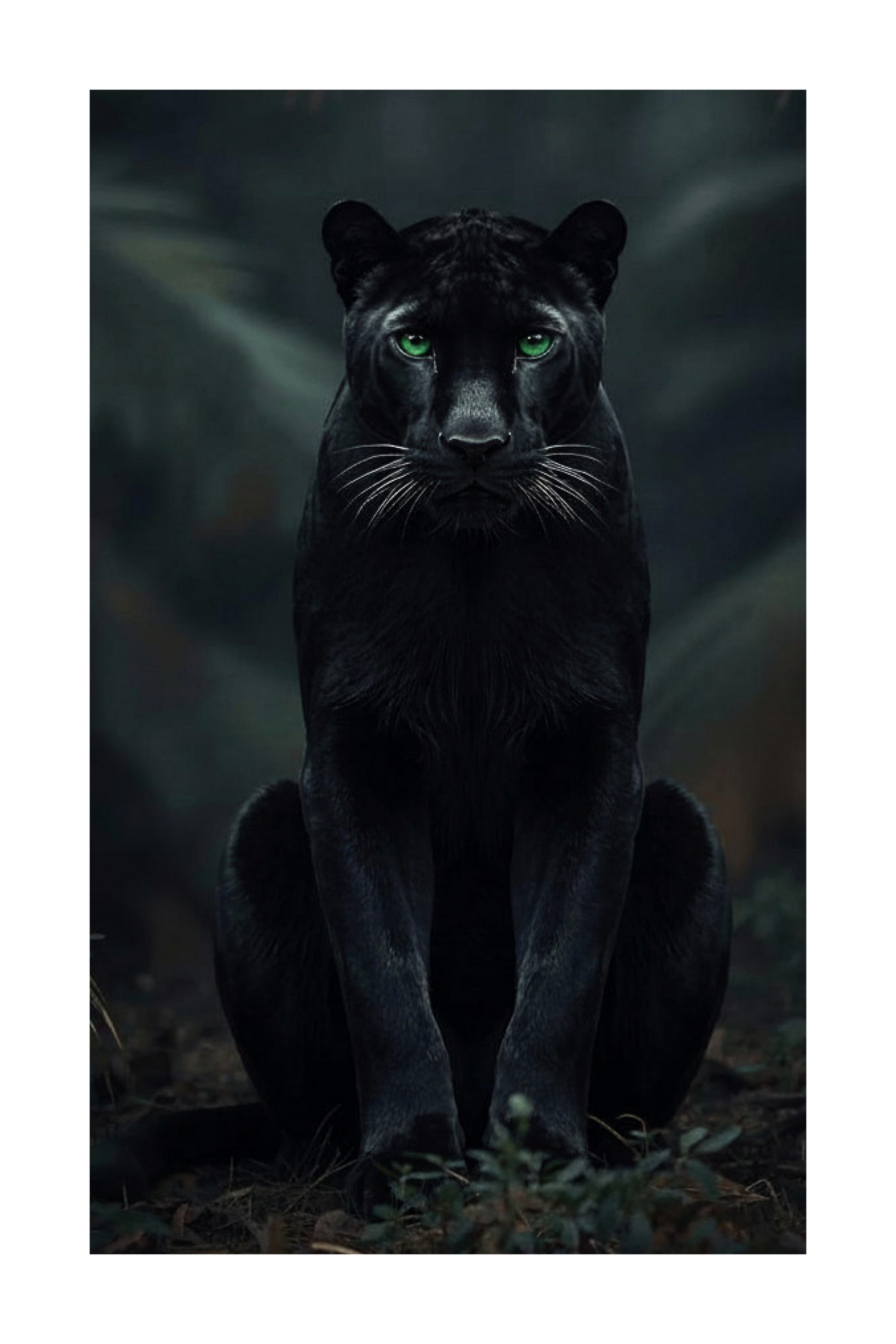 Freigestelltes Panther Motiv mit grünen Augen für Leinwanddruck