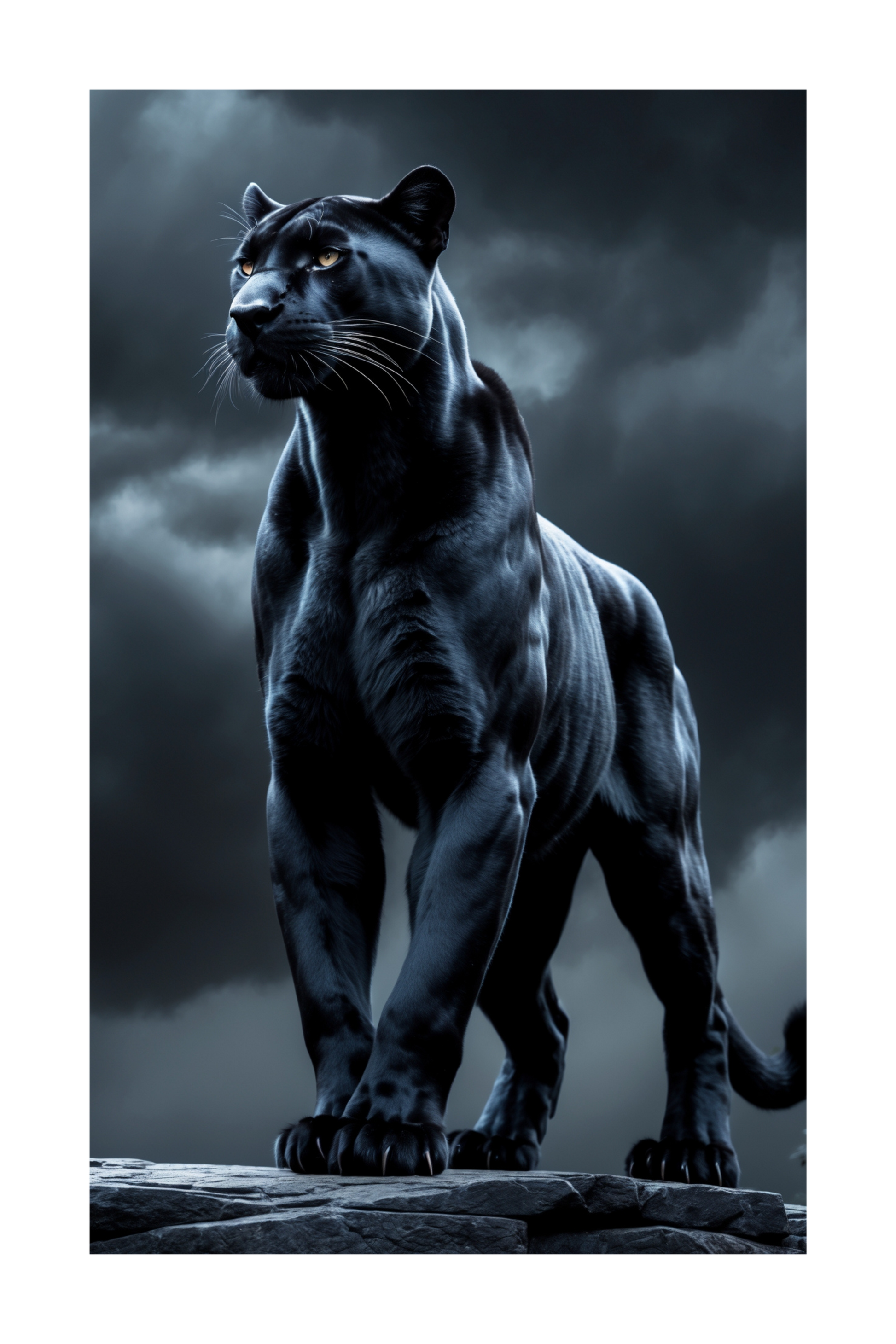 Schwarzer Panther Wandkunst freigestellt für Produktdarstellung auf Leinwand