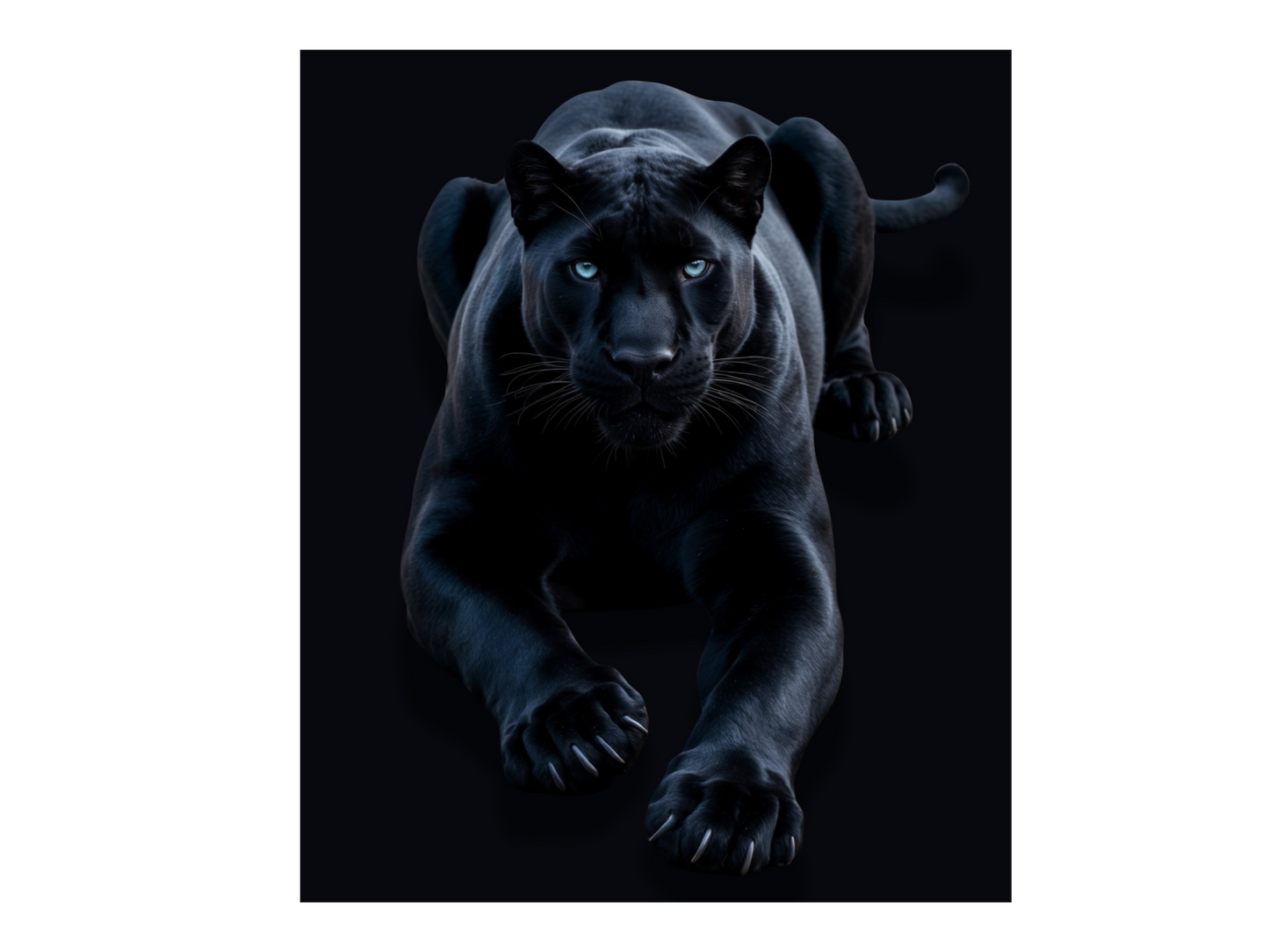 Freigestellter schwarzer Panther in geduckter Haltung als Poster Motiv im Format 70x100 cm für flexible Wandgestaltung
