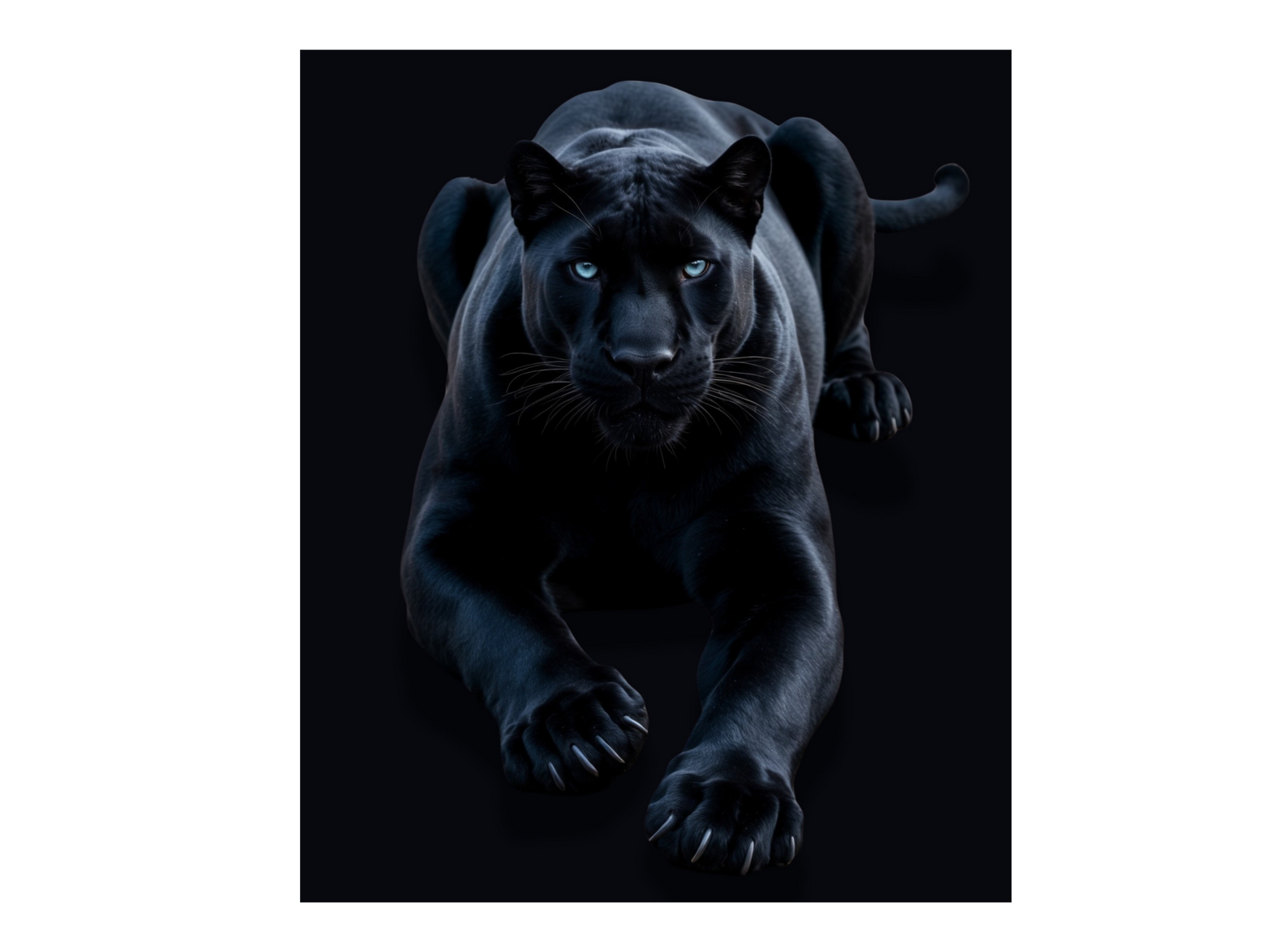 Freigestellter schwarzer Panther in geduckter Haltung als Poster Motiv im Format 70x100 cm für flexible Wandgestaltung