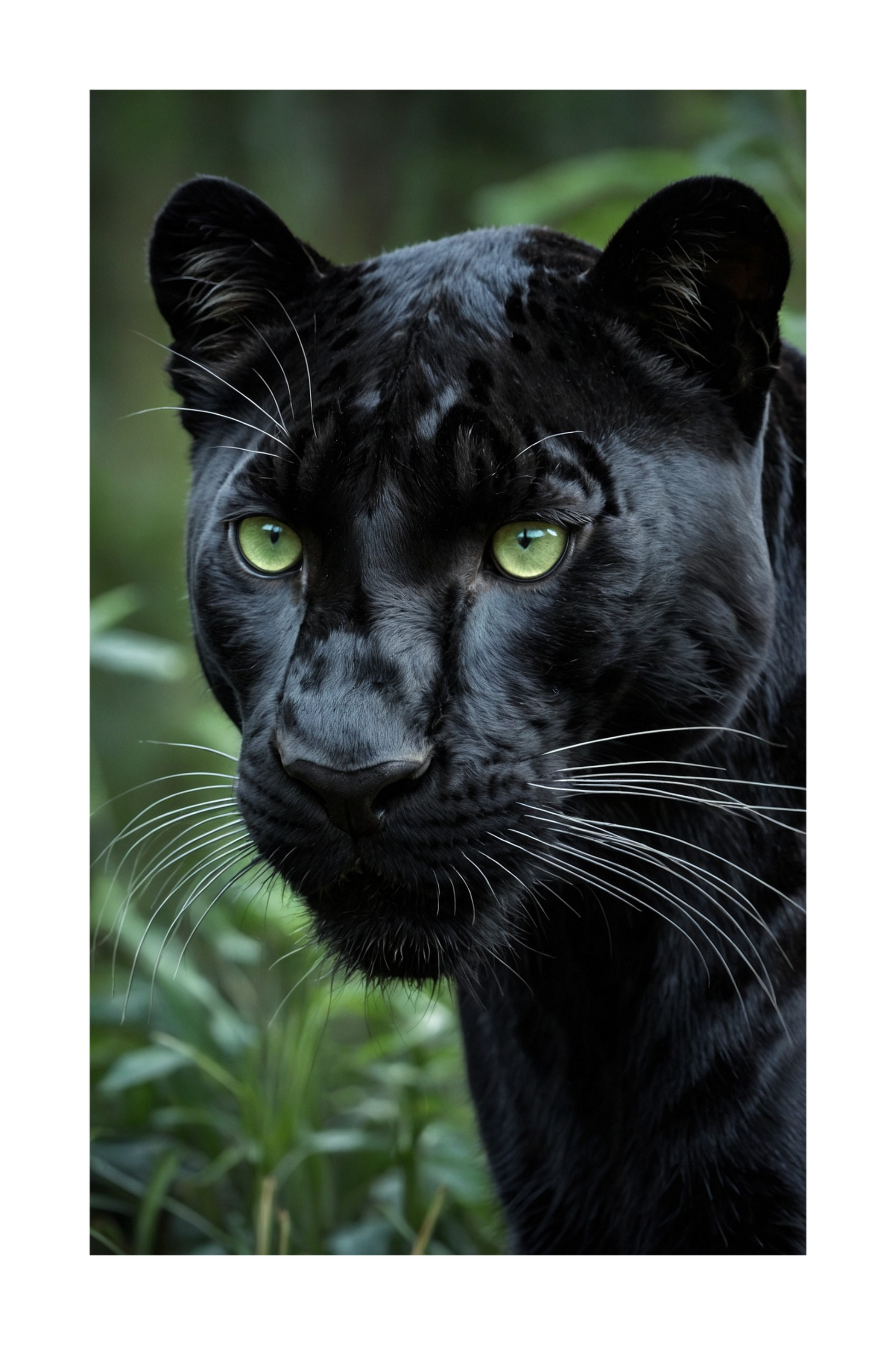 Freigestellter schwarzer Panther im Seitenprofil mit fokussiertem Blick – Poster ohne Hintergrund