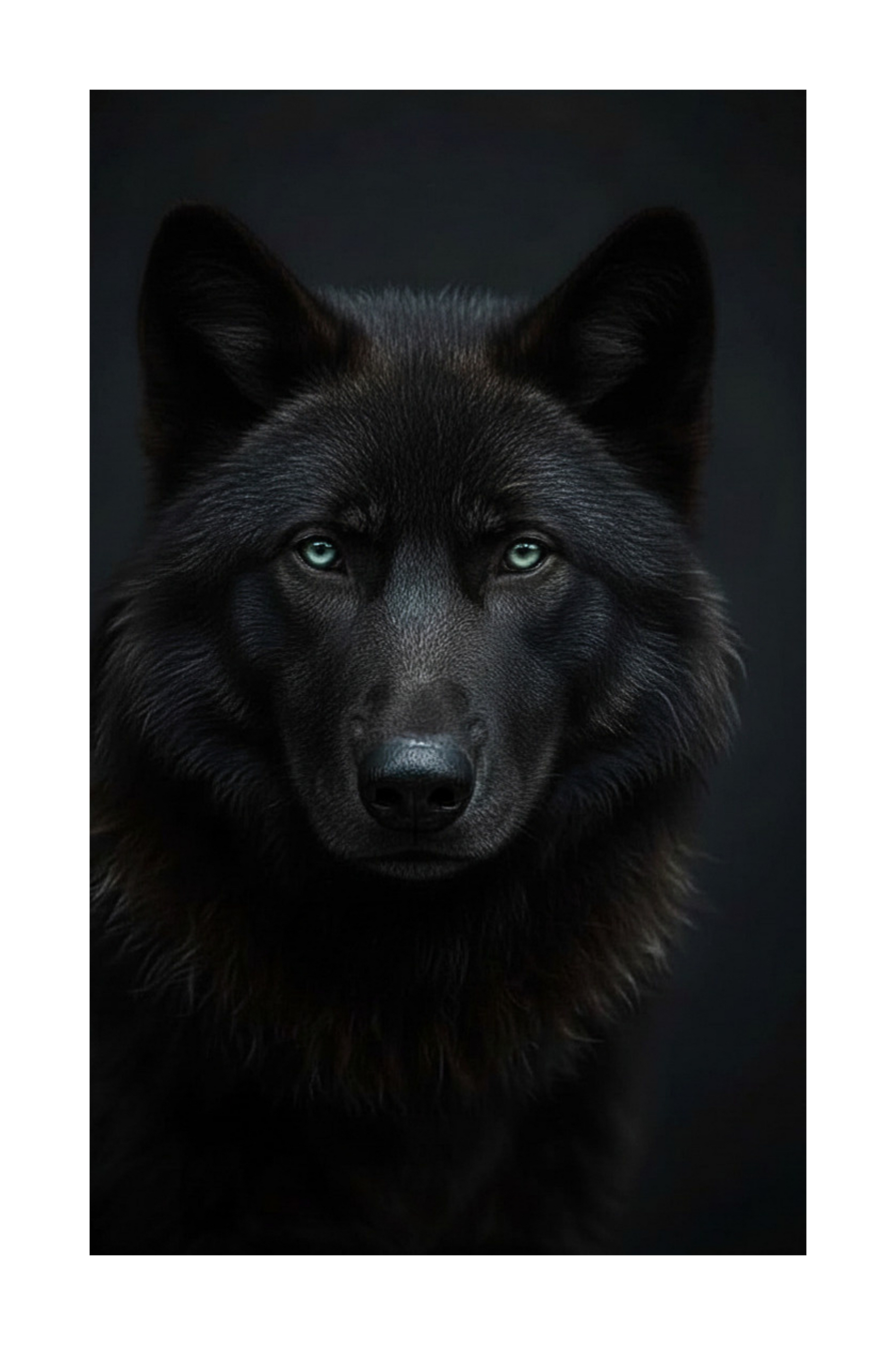 Schwarzer Wolf Motiv freigestellt für Leinwand mit detaillierter Fellstruktur und hoher Druckqualität