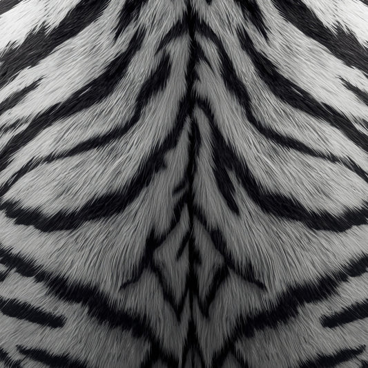 Detailaufnahme der kontrastreichen weißen Tigerfellstruktur 