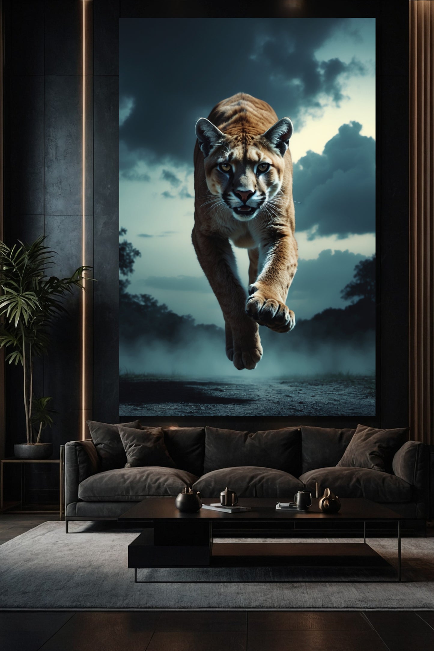 Puma im Sprung Leinwand