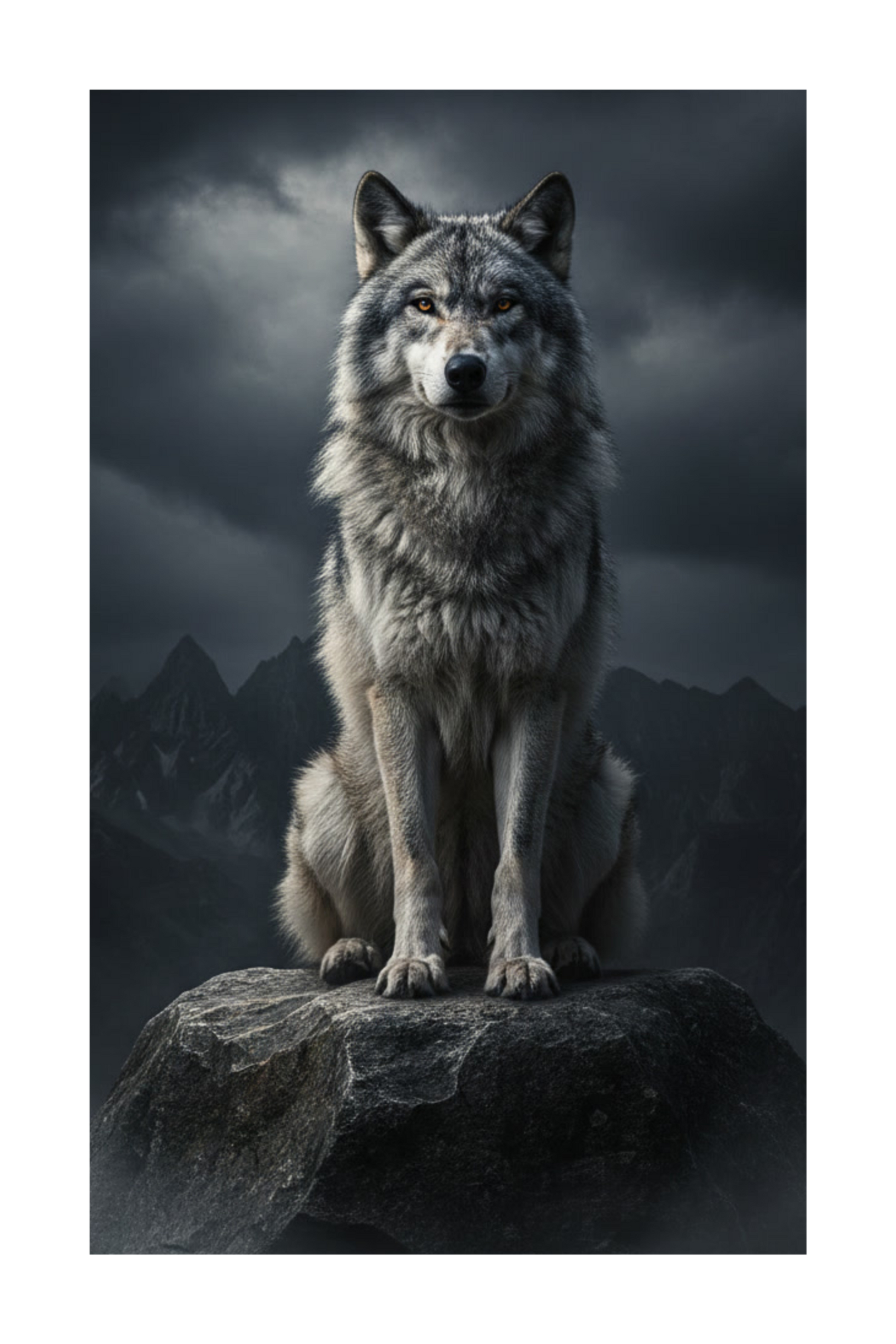 Freigestelltes Wolf im Nebelgebirge Leinwandbild 